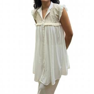 NEW ALAMWAR tunic sleeveless dress in white w/ beige on top